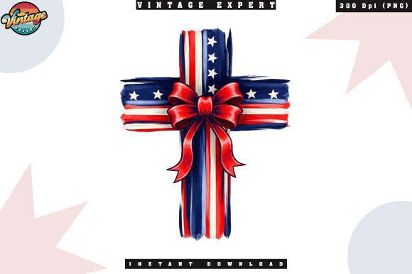 4th of July Cross Brushstroke PNG Guide