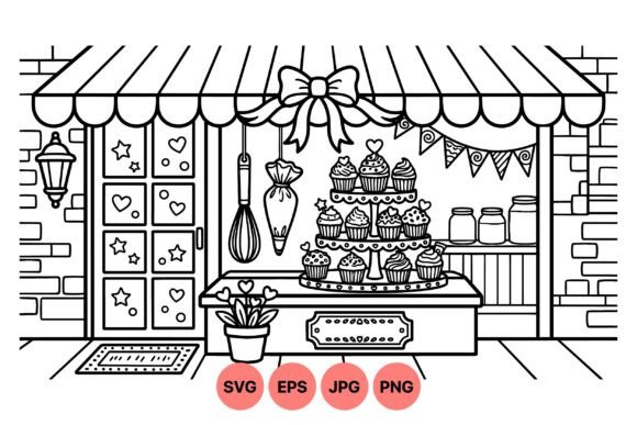 Bringing Sweetness to Life with Bakery Shop Cupcake Illustration