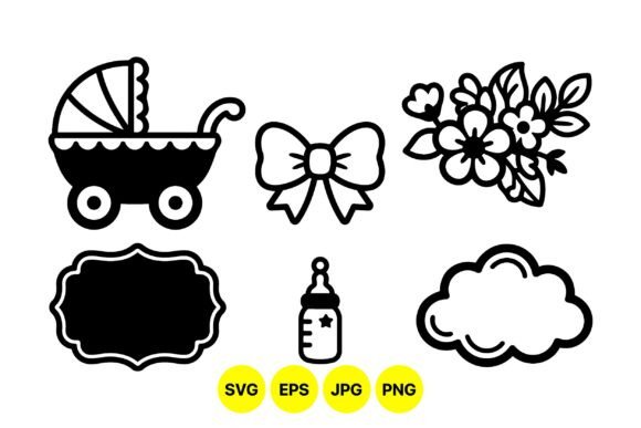 Cute Baby Shower Clipart Set: Elevate Your Designs with Versatile Vector Icons