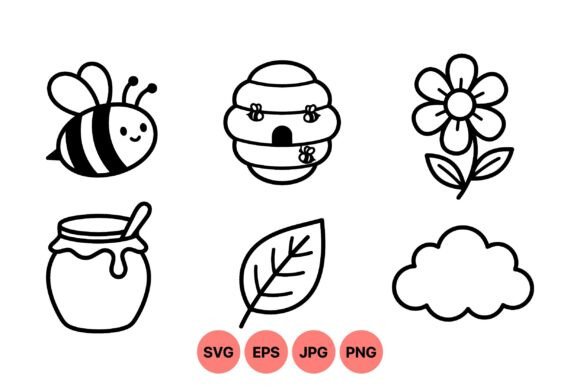 Cute Bee and Nature Icons for Digital Projects