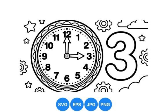 Cute Clock Number Coloring SVG Guide
