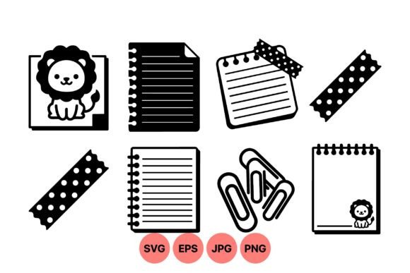 Cute Lion Stationery Icons Set Guide