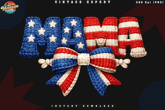 Embracing Patriotic Craftsmanship with 4th of July Mama Crochet Yarn Faux PNG Designs