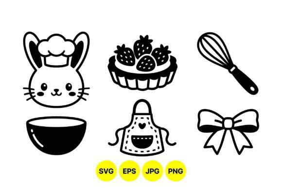 Enhance Your Culinary Designs with the Cute Cooking Bunny Clipart Set