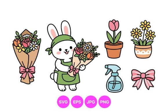 Enhancing Your Creative Projects with the Cute Bunny Floral Clipart Set