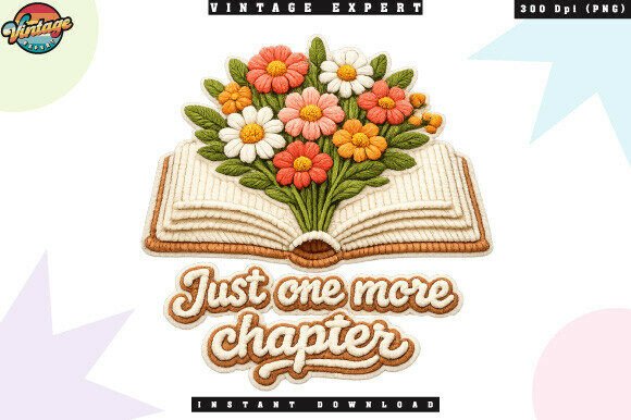 Floral Book Theme Crochet Yarn Faux PNG