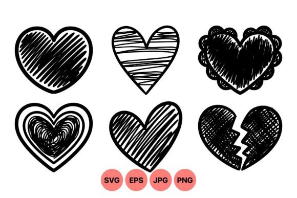 Hand Drawn Heart Clipart Pack