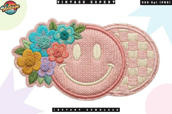 Integrating the Vintage Patch Style Smile Crochet PNG into Your Creative Workflow