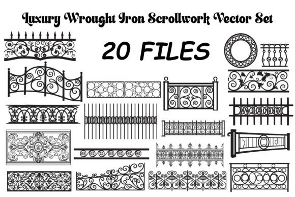 Luxury Wrought Iron Scrollwork Vector Set: Elevating Digital and Physical Design
