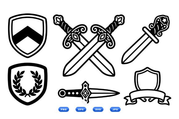 Medieval Sword Shield Clipart: Elevating Brand Identity with Bold Minimalism
