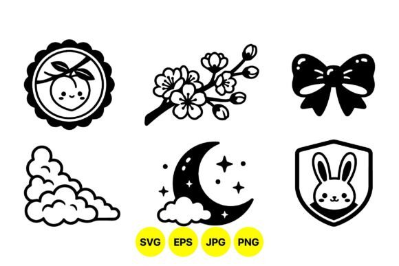 Strategic Simplicity: Leveraging the Cute Kawaii Black Clipart Set for Modern Brand Identity