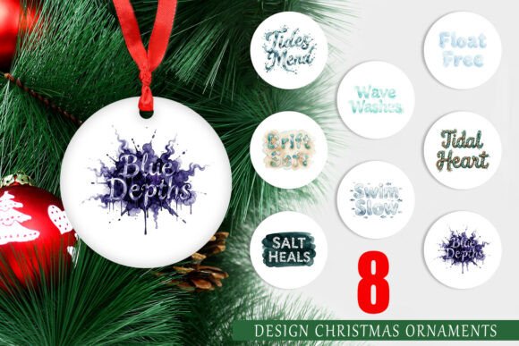 Strategic Visual Positioning with Tidal Blue Affirmations Ornament PNG